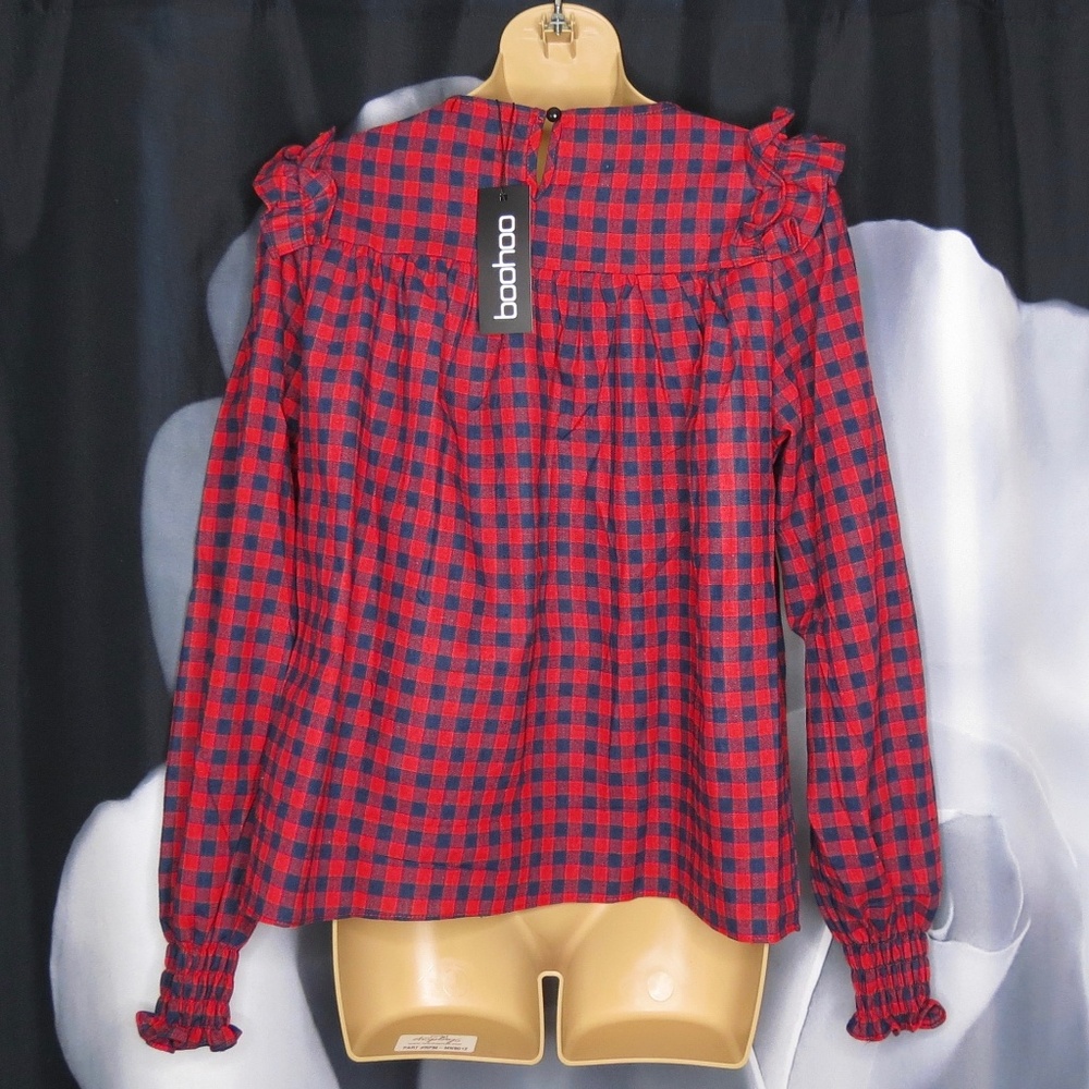 NWT Vintage Style Gingham Ruffle Top - Picture 4 of 4